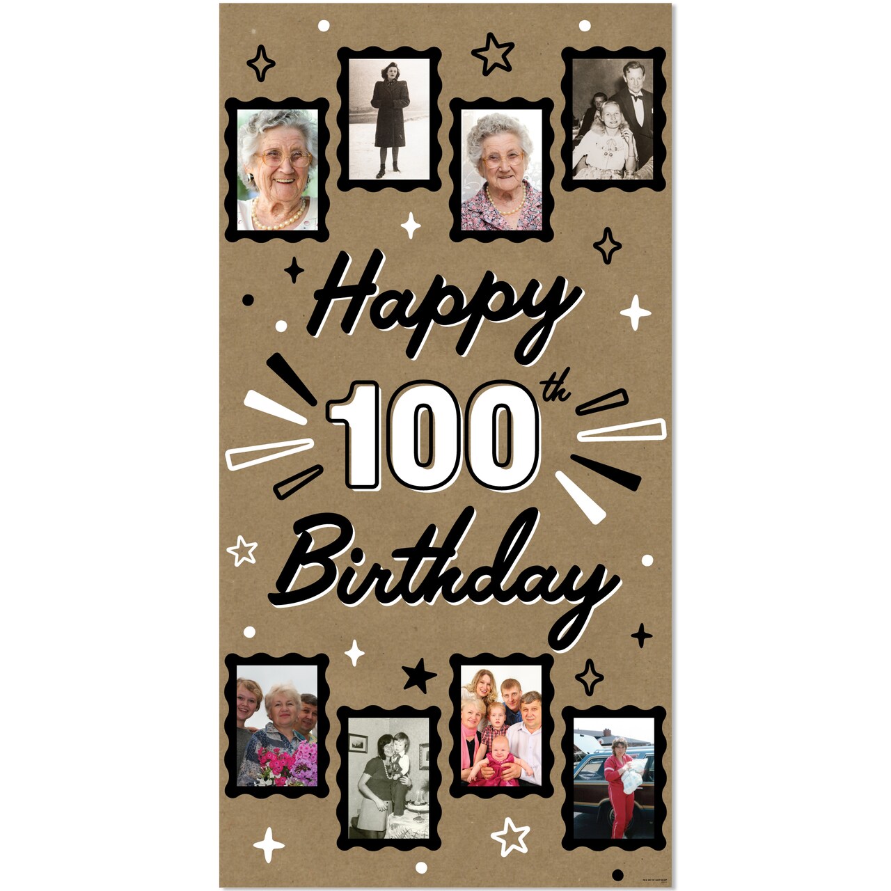 Big Dot of Happiness 100th Birthday Kraft Photo Banner, Happy 100th Birthday Brown Paper Photo Display 4x6 Pictures, Milestone Decor – 1 Ct